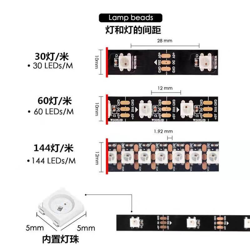 可编程灯带5V幻彩内置ICWS2812B单点单控断点续传 - 5