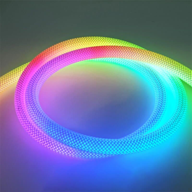 幻彩圆形编织灯带外置尼龙网内置IP67硅胶霓虹360度发光灯带 - 3